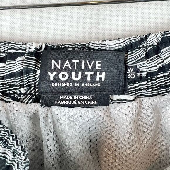 Native Youth Black and White swim Trunks - Picture 7 of 7